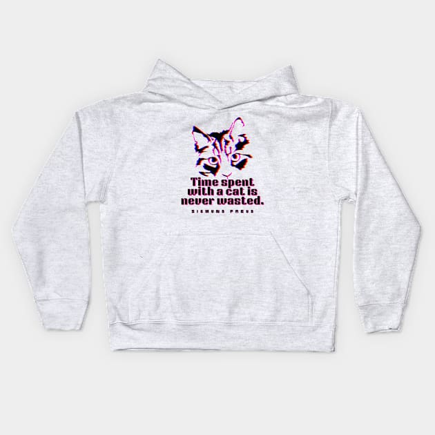 Cat art and Sigmund Freud: time spent with a cat is never wasted. Kids Hoodie by artbleed